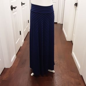 BOGO AB Studio black and blue striped maxi skirt
